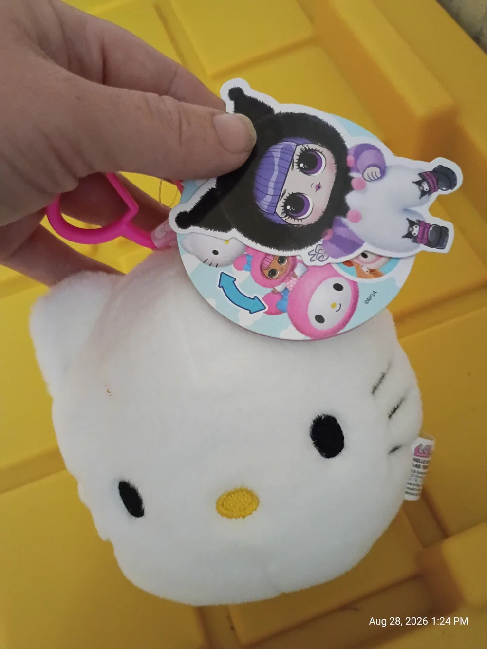 L.O.L Surprise Hello Kitty Reversable Plush Clip-On Keychain - White